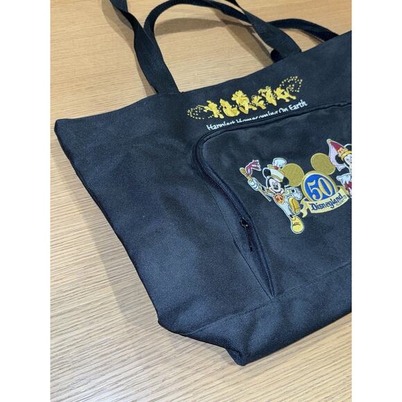 Disneyland 50th Anniversary Embroidered Extra Large Tote Bag Mickey & Minnie - Picture 3 of 11